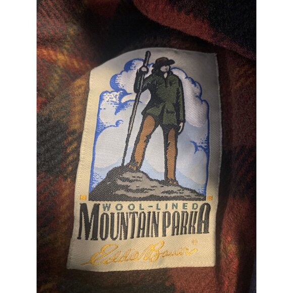 VTG Eddie Bauer XL Plaid Wool Lind Mountain Parka Outdoor Winter Coat Jacket - Picture 10 of 10